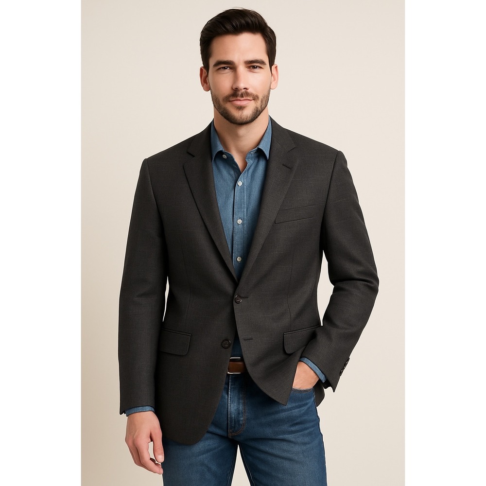 Oscar de la Renta PROFILE Men's Blazer Charcoal Gray  Wool/Cashmere Blend ‎ 42R